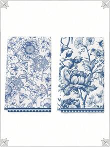 2 Packs Microfiber Kitchen Towels 16x28 Inches Blue White Polyester Absorbent Pine Bird For Kitchen Decor Party Decorations - Blue and White-1 - View 6