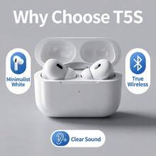 Newmine T5S True Wireless Bluetooth Earbuds, Semi-In-Ear Lightweight Design, Bluetooth 5.3 Stable Connection, Type-C Fast Charging, ENC Call Noise Cancellation, Smart Touch Controls, Universal For Running And Exercise, Compatible With Apple, Huawei, And Xiaomi Phones - White - View 2