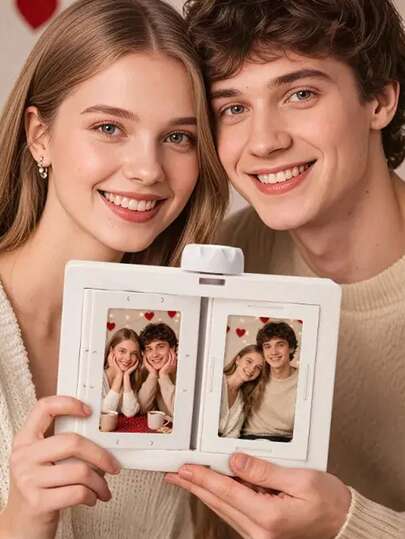 Frame Display Stand, Accommodate 12 To 24 Photos,Comes With A Rotating Three-Dimensional Photo Frame, A Rotating Page-Turning Tabletop Decoration, And Photo-Themed Storage Items,Suitable For 3-Inch Photos. Perfect For Gift Ideas For Friends