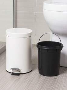 3升/5升/8升圆形金属脚踏垃圾桶，香槟色/黑色，家居办公装饰，生日、新年、情人节礼物，可拆卸内桶，适用于厨房、浴室 - 黑色 - 查看 4