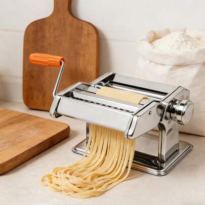 Royalswill 3-In-1 Heavy-Duty Stainless Steel Professional Manual Pasta Machine And Dough Maker Laminated Pasta, Spaghetti, And Tagliatelle Maker Suitable For Producing Various Types Of Pasta