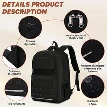 NEWHEY 15.6 Inch Laptop Backpack With USB Port For Men, Suitable For Travel, Work And School, Black - Multicolor - View 4