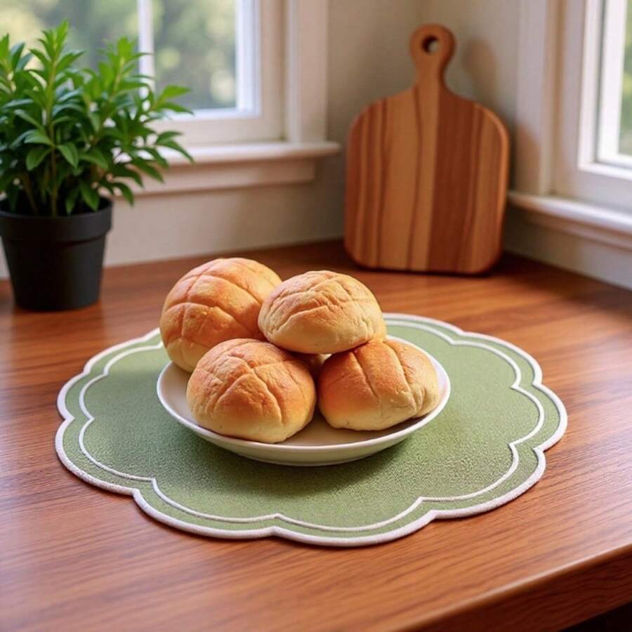 Bow Embroidered Placemats Linen Heat-Resistant Placemats For Home Restaurant Party And More - Light Green - View 1