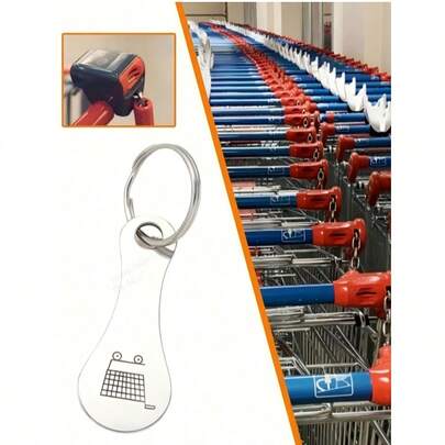 1个创意超市购物车激光切割钥匙扣，防丢标签钥匙圈配件，学校和汽车饰品，可爱哥特Y2K风格