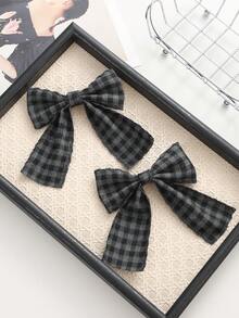 1/2 piezas Pinza de pelo con lazo estilo bohemio a cuadros, adecuado para uso diario, fiestas, escuela, viajes - Multicolor - Ver 5