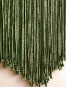 1件87厘米/34.25英寸手工菱形木质流苏挂毯，绿色波西米亚风格编织墙饰，适用于公寓、宿舍、客厅、卧室 - 彩色 - 查看 8