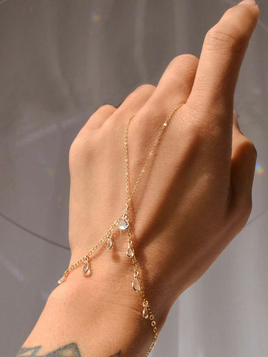 1 chiếc mặt dây chuyền hình giọt nước chữ X màu vàng, dây đeo tay kiểu Bohemian thời trang đính pha lê, phụ kiện đi biển cho kỳ nghỉ. - giọt nước - Xem 1