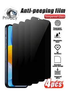4片装防窥钢化玻璃屏幕保护膜，兼容 17/17 Pro/17 Pro Max/16 Pro Max/15 Pro Max/14 Pro Max/13/12/11 Pro Max，高硬度保护，防刮防撞，保护屏幕隐私 - 黑色 - 查看 26