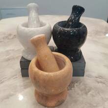 High-Quality Natural Marble Grinder, Manual Black And White Dual-Color Spice, Garlic, And Salt Grinding Bowl - Concrete Mortar Set - Multicolor - View 10