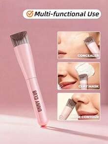 OEIEZ Foundation Makeup Brushes, V-Shaped Kabuki Concealer Brush Under Eye Nose Contour Brush For Liquid Cream Powder Blending Buffing (Pink) - Pink - View 1
