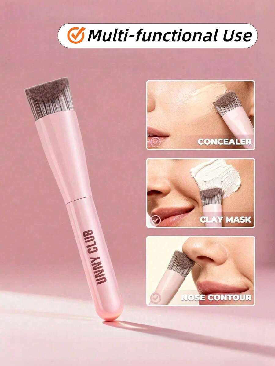 OEIEZ Foundation Makeup Brushes, V-Shaped Kabuki Concealer Brush Under Eye Nose Contour Brush For Liquid Cream Powder Blending Buffing (Pink) - Pink - View 1