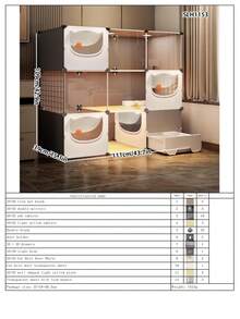 All-In-One Cat Litter Box & Cat Cage, Indoor Home Use With Cat Door, Cat Cabinet, Cat House, Cat Villa With Litter Box - Multicolor - View 21