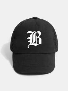 1顶个性化字母网眼棒球帽（1-3岁） - 字母可选A-Z，婴幼儿男女童休闲沙滩旅行防晒帽 - 黑色 - 查看 8