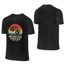 Cool Vintage Monster Truck Are My Jam Retro Sunset  Women 100% Cotton T Shirt Casual Lounge Wear - màu đen - Xem 3