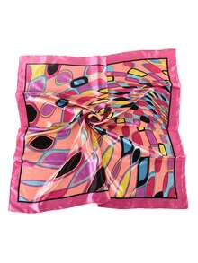 1 chiếc khăn vuông bằng satin họa tiết hình học dành cho nữ, màu hồng cánh sen, phụ kiện đội đầu thời trang ngoài trời, quà tặng ngày Valentine. - Màu Hồng Tươi - Xem 4