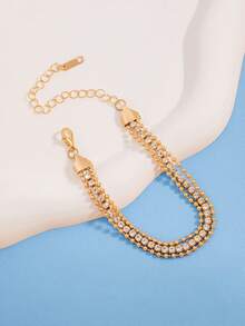 1条可爱串珠水钻脚链，沙滩派对必备 - 金色 - 查看 5