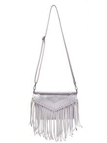 复古个性流苏多层斜挎包，适合街头、派对、聚会等场合 - 銀色 - 查看 7