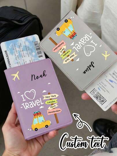 Customizable Passport Cover, Personalized Passport Holder, Passport Wallet, Daily Travel Essential Gift, Multi-Functional Large Capacity Foldable Practical Minimalist Cute Vacation Style, Available In Hot Pink, Royal Blue, Green, Bordeaux Red, Suitable For Travel, Hiking, Sports, Mountaineering