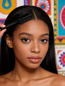 11件套/5件套发际线刷,双头眉刷和睫毛梳,化妆造型工具,梳理和柔顺头发,适合所有发质 - 黑色 - 查看 3