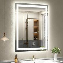 Espejo Luz Led De Pared Tocador Baño Touch Cambio 3 Luces Ángulo Recto 40x60cm - Negro - Ver 1