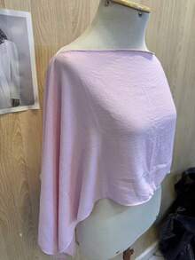 Women's Cropped Cape Blouse, Boho Chic Style, Multi-Way, Summer 2025 - 淺粉色 - 查看 1