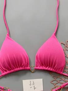 Conjunto de bikini de playa de vacaciones para mujer en color rosa - Rosa - Ver 4