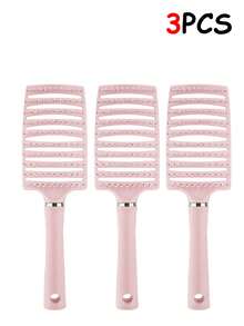 3/2/1pc A Special High-Crown Hairbrush Designed For Braiding Long Hair With Hollowed-Out Sections. It Is An Amazing Hair Styling Tool That Creates A Fluffy Hairstyle. The Brush Features Hollowed-Out Large Curved Sections. Hair Tool Kit - Multicolor - View 6