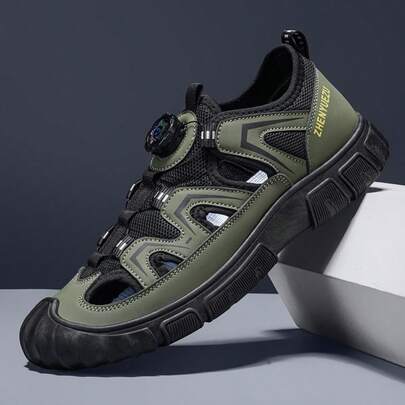 New Fashionable Men's Casual Hollow Design Shoes, Comfortable Versatile Men's Sandals, Men's Sports Shoes, Available In Black, Gray, Green, Size 39-47