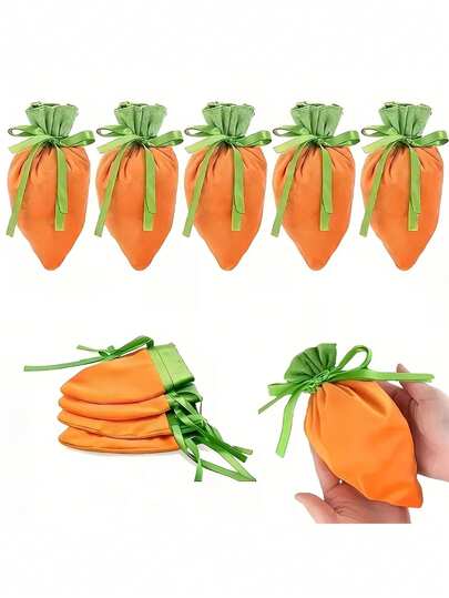 1pc Velvet Carrot Gift Bag, Easter Carrot Gift Bag, Candy Packaging Bag, Suitable For Holiday Gift Packaging, Storage And Gift Decoration