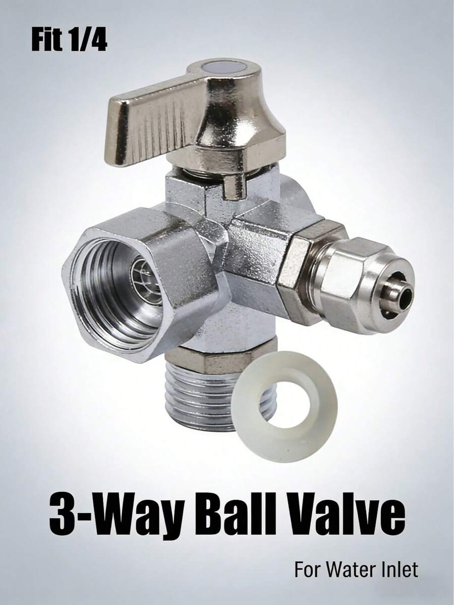 进水三通、双向通用接头、集成式进水三通球阀、集成式三通球阀开关、水龙头接头、净水器配件 - 彩色 - 查看 1