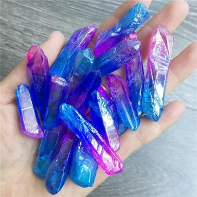 Natural Crystal, Electroplated Crystal Column, Colorful Single Crystal, Asymmetrical Multicolor Raw Stone Fragments