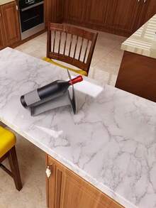 1 Roll Self-Adhesive Kitchen Sticker, Oil-Proof Wall Sticker, Stove Countertop Tile Cabinet Tabletop Marble Renovation Sticker, Bathroom Vanity Marble Wall Sticker - Large White - View 6