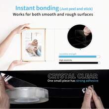 1 pieza Cinta adhesiva doble cara resistente, aplicable en múltiples escenarios, recortable - transparente - Ver 9