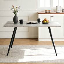 AINPECCA Dining Table With Black Metal Legs Kitchen Table (Marble Effect Top, 120 * 70cm) - Grey - View 3