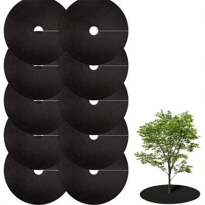 10pcs Non-Woven Barrier Fabric, Garden Tree Protection Cloth, Breathable Moisture-Retaining Ground Cover For Indoor & Outdoor