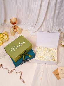 1pc White/Pink/Black/Red Magnetic Gift Box, Customizable Ribbon, Personalized Bride Request Gift Box Suitable For Wedding, Proposal, Bridal Shower, Customized Bride Name Gift Box, Will You Be My Bridesmaid Gift Box, Blank Wedding Gift Box, Personalized Gift, Customized Bridesmaid Name Gift Box - Multicolor - View 4