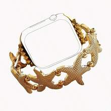 [Vacation Style Strap] 1pc Elastic Starfish Watch Band, Compatible With Apple Watch Bands 38/40/41/42/44/45/46/49mm, Zinc Alloy Stretch Strap, Suitable For Apple Watch Ultra 3/2/1 Series 1-11, Vacation Style Strap - Multicolor - View 10