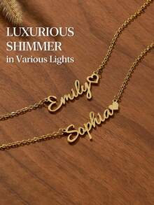 Customized Heart-Shaped Name Necklace, Personalized Delicate Gold Name Necklace, Minimalist Name Necklace, Gift For Daughter, Holiday Gift, Anniversary Gift - B - View 4