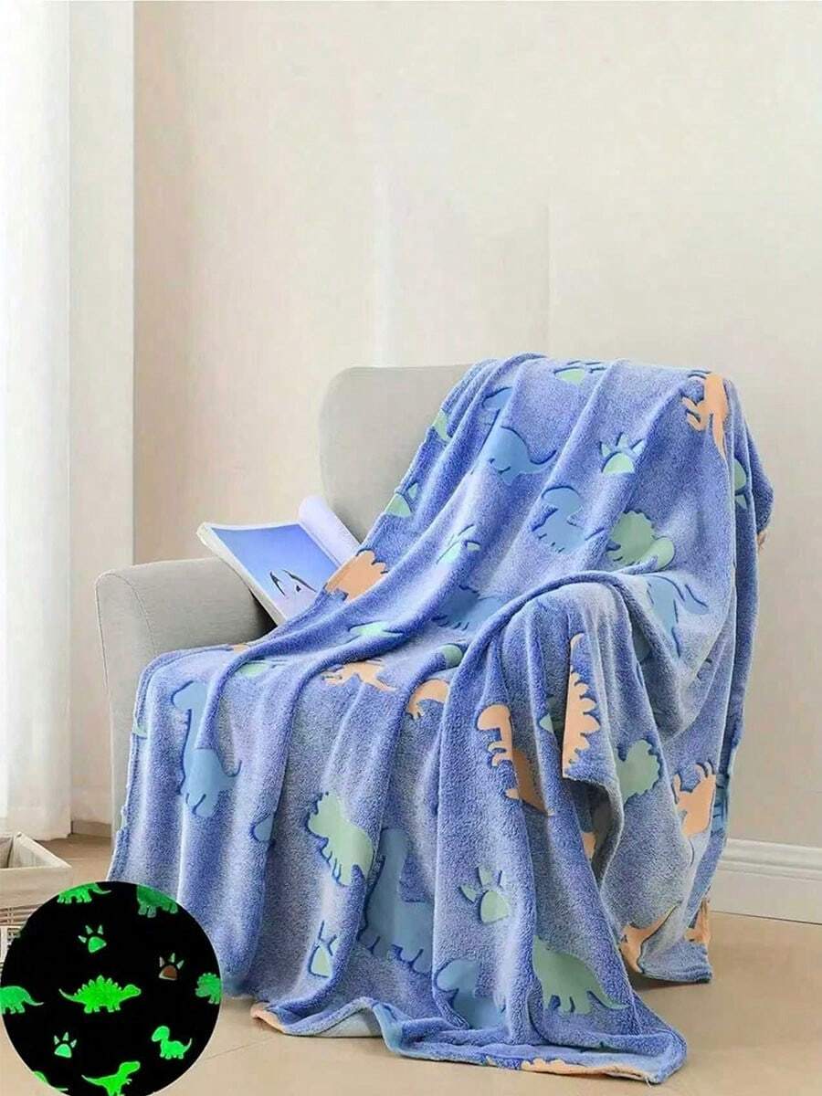 Regalos de Dinosaurios, Unicornios, Extraterrestres y Fútbol Americano para Niños y Niñas - Mantas que Brillan en la Oscuridad, Mejores Regalos de Navidad, Cumpleaños, San Valentín y Pascua para Niños de 1 a 10 Años, Bebés y Adolescentes. Manta Suave Medida 39"x55" - azul real - Ver 1