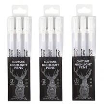 3pcs/Set 0.5/0.8/1.0mm Gelly Roll Gel Pens, White Fluorescent Pens Suitable For Journaling, Art Drawing, Classic White Ink, Multiple Tip Sizes, Back To School - White - View 9