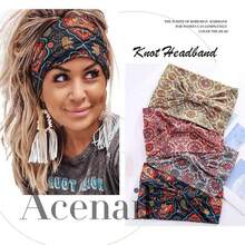 1 pieza Diadema ancha de moda estilo bohemio, diadema elástica con estampado floral antideslizante, pañuelo para el cabello de yoga y fitness, accesorio para el cabello estilo bohemio, hecho de fibra de poliéster, para playa y vacaciones - Multicolor - Ver 4