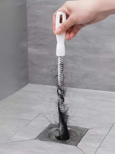 1 Set Drain Cleaning Tools, Clog Remover Stick, Including Flexible Drain Snake And Brush, Suitable For Sink And Shower Drain, Effectively Catch Hair And Clean Pipes, Applicable For Kitchen And Bathroom