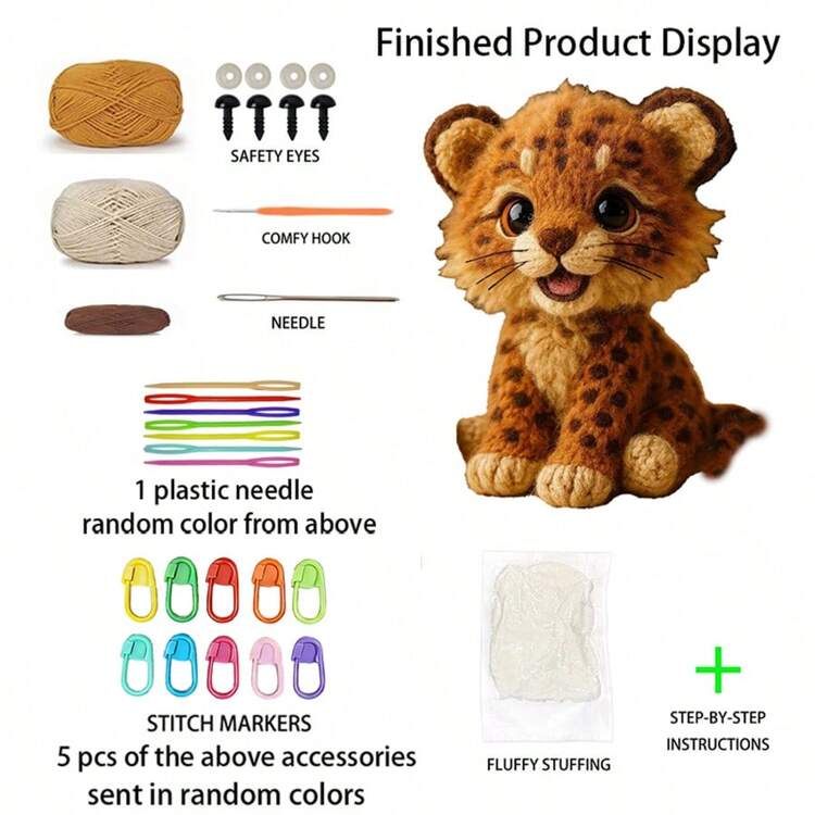 1 Set Kit de Ganchillo DIY para Tigre Blanco y Guepardo Lindos, Incluye Instrucciones Detalladas y Tutoriales en Video, Apto para Principiantes, Regalos Hechos a Mano Llenos de Tiempo y Amor, Se Puede Usar como Decoración del Hogar, Colgante de Mochila, Accesorios de Automóvil, Adecuado para Cumpleaños, Día de San Valentín, Pascua y Otras Festividades. ¡Trae el Adorable Tigre y el Leopardo a Casa! - Kit de crochet para hacer tú mismo - Ver 11