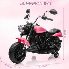 GOCAPTAIN Kids Motorcycle, 3-Wheel Ride On Motorcycle With Detachable Training Wheels, Reverse, Headlight, Horn, Music, 12V Electric Battery Powered Ride On Toy For Toddler Boys Girls Ages 3-5 - Pink - View 6