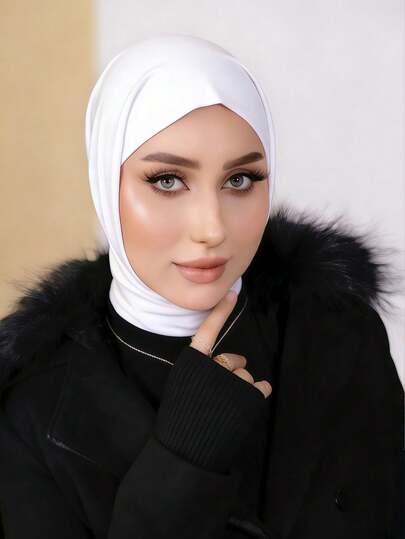 1pc Fashionable Casual Elegant Instant Hijab Cap, Classic Minimalist Stylish Modest Jersey Fabric, Soft Skin-Friendly Breathable, Long Brim Dual-Use Hijab Cap, Suitable For Daily Life, Festivals, Gatherings, Worship