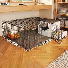 Cat Litter Box With Drawer, Large Space Indoor Pet Cage, Kitten Villa - Multicolor - View 2