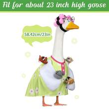 3 Pcs Funny Lady Porch Goose Costume Flower Print Clothes And Curler Wig Glasses Set For Outdoor Patio Yard Lawn - 多色 - 查看 2