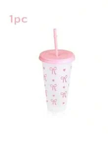 1pc/5pcs/10pcs 24oz Pink & Blue Bow Plastic Cups With Lids And Straws, Reusable, Cute Transparent Plastic Cups, Plastic Cups Suitable For Birthday, Wedding And Party Supplies, Reusable Plastic Cups With Pink Ribbons, Summer Beverage Cups, Suitable For Birthday, Wedding And Party Supplies, Perfect For Parties, Drinking, Coffee, Also Suitable For Mother's Day, Wedding, Birthday, Bachelorette Party Or As A Gift - View 11