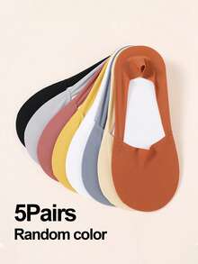 5/10 Pairs Girl Breathable Mesh Invisible Liner Socks With Silicone Non-Slip, Ultra-Thin Invisible White Casual Socks, Suitable As Gift For Family And Friends, Daily Wear - Multicolor - View 13