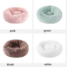 1 pieza Cama redonda de peluche para mascotas, adecuada para gatos y perros de todos los tamaños, cama para dormir profundamente para uso durante todo el año, primavera/verano/otoño/invierno - Rosa - Ver 3